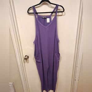 Shop Basic USA Women's Purple Stretch Knit Harem Style Jumpsuit L Casual Comfy